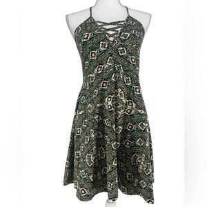 FOREVER 21 / Cream & Black Skater Dress / Medium Boho Fairy Summer Festival Y2K